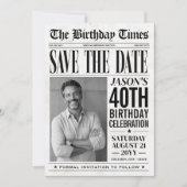 Aangepaste verjaardags krant Save the Date foto ka (Voorkant)