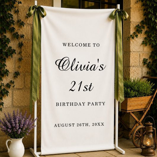Aangepaste verjaardags welkom 21e verjaardag aange spandoek