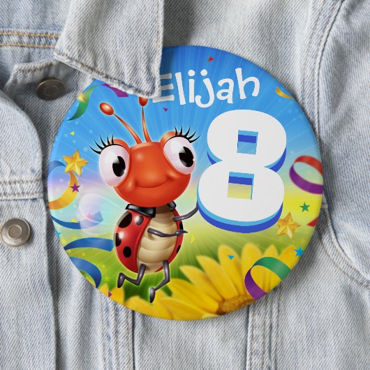 Aangepaste verjaardagsbadge van 8 jaar Kleine Lady Ronde Button 6,0 Cm (In situ)