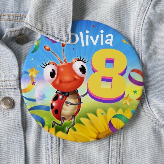 Aangepaste verjaardagsbadge van 8 jaar Kleine Lady Ronde Button 6,0 Cm (In situ)