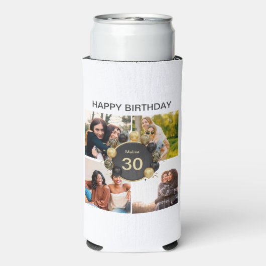 Aangepaste verjaardagsballon 4 Fotocollage Seltzer Blikjeskoeler (Seltzer Achterkant)