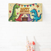 Aangepaste verjaardagsbanner dinosaurus voor kinde spandoek (Insitu)