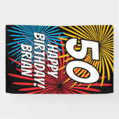 Aangepaste verjaardagsbanner met vuurwerkdisplay spandoek (Horizontaal)