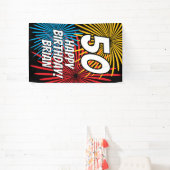 Aangepaste verjaardagsbanner met vuurwerkdisplay spandoek (Insitu)