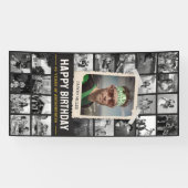 Aangepaste verjaardagsbanner, retro fotocollage 4x spandoek (Horizontaal)