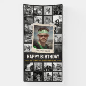 Aangepaste verjaardagsbanner, retro fotocollage 4x spandoek (Verticaal)