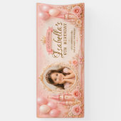 Aangepaste verjaardagsbanner voor meisjes, roze spandoek (Verticaal)