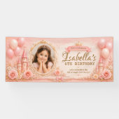 Aangepaste verjaardagsbanner voor meisjes, roze spandoek (Horizontaal)