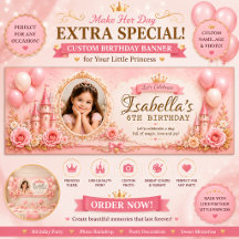 Aangepaste verjaardagsbanner voor meisjes, roze 