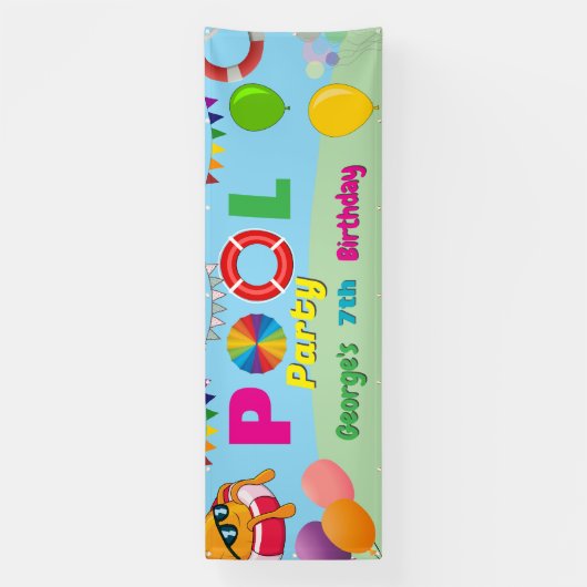Aangepaste verjaardagsbanner voor zwembadfeestje spandoek (Verticaal)