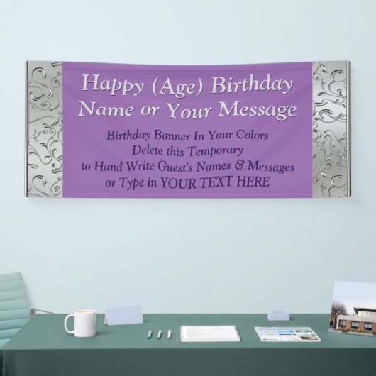 Aangepaste verjaardagsbanners, Jouw tekst en kleur Spandoek (Beurs)