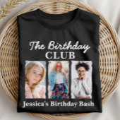 Aangepaste verjaardagsclub met 3 foto's en naam t-shirt