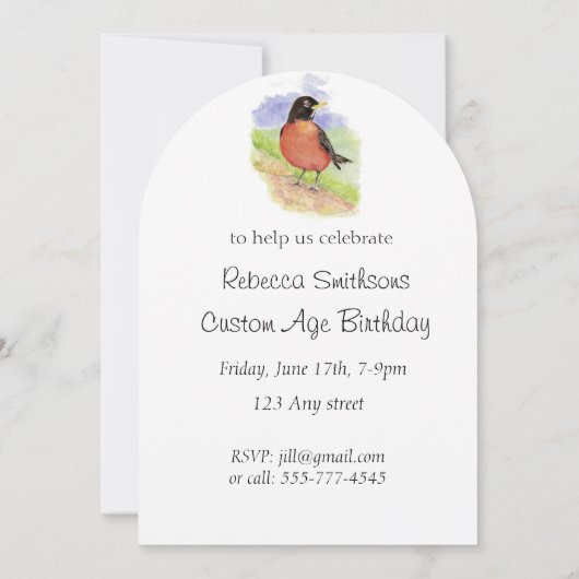 Aangepaste verjaardagsfeest Amerikaanse Robin Bird Kaart (Achterkant)
