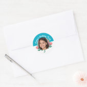 Aangepaste verjaardagsfeest Bloemen Fotonaam Elke  Ronde Sticker (Envelop)