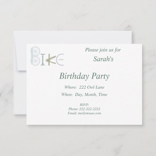 Aangepaste verjaardagsfeest, fiets, fiets, fietsen kaart (Achterkant)