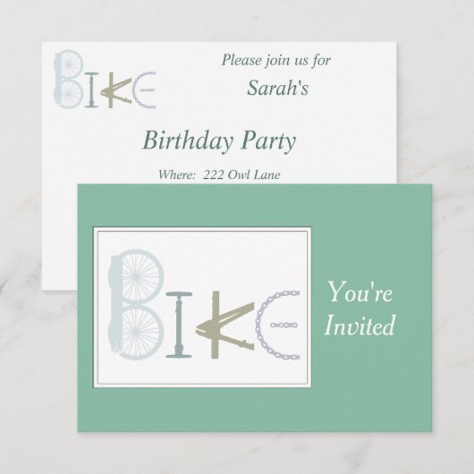 Aangepaste verjaardagsfeest, fiets, fiets, fietsen kaart (Voorkant / Achterkant)