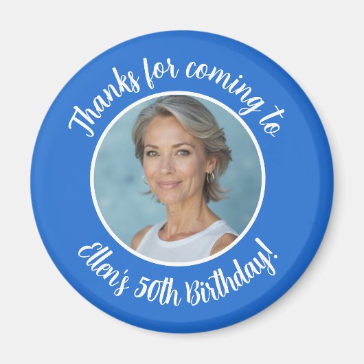 Aangepaste verjaardagsfeest Fotonaam 50e Dank u Magneet (Voorkant)