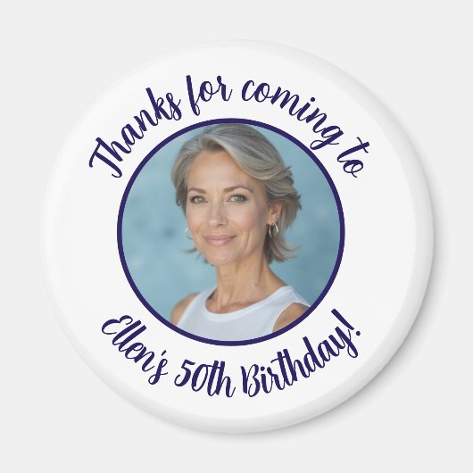 Aangepaste verjaardagsfeest Fotonaam 50e Dank u Magneet (Voorkant)