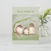 Aangepaste verjaardagsfeest Nodig Sparrow Family B Kaart (Staand voorkant)