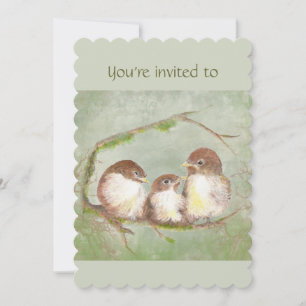 Aangepaste verjaardagsfeest Nodig Sparrow Family B Kaart