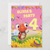 Aangepaste Verjaardagsfeest nodigen meisje 4 jaar  Kaart (Voorkant)