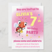 Aangepaste Verjaardagsfeest nodigen meisje 7 jaar  Kaart (Achterkant)
