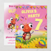 Aangepaste Verjaardagsfeest nodigen meisje 7 jaar  Kaart (Voorkant / Achterkant)