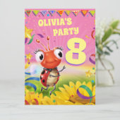 Aangepaste Verjaardagsfeest nodigen meisje 8 jaar  Kaart (Staand voorkant)