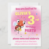 Aangepaste Verjaardagsfeest nodigen meisje van 3 j Kaart (Achterkant)