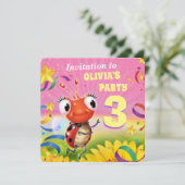 Aangepaste Verjaardagsfeest nodigen meisje van 3 j Kaart (Staand voorkant)
