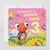 Aangepaste Verjaardagsfeest nodigen meisje van 3 j Kaart (Voorkant)