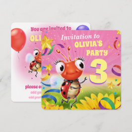 Aangepaste Verjaardagsfeest nodigen meisje van 3 j Kaart