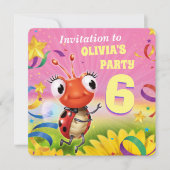 Aangepaste Verjaardagsfeest nodigen meisje van 6 j Kaart (Voorkant)