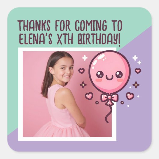 Aangepaste verjaardagsfeest Schattigee ballonfoto  Vierkante Sticker (Voorkant)