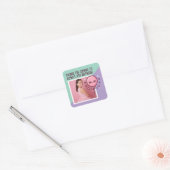 Aangepaste verjaardagsfeest Schattigee ballonfoto  Vierkante Sticker (Envelop)