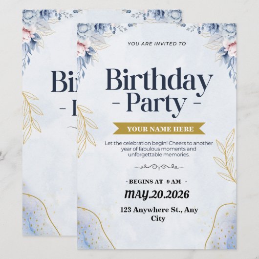 Aangepaste verjaardagsfeest uitnodiging verrassing (Voorkant / Achterkant)