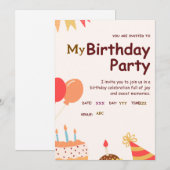 Aangepaste verjaardagsfeest uitnodigingskaart feestdagenkaart (Voorkant / Achterkant)