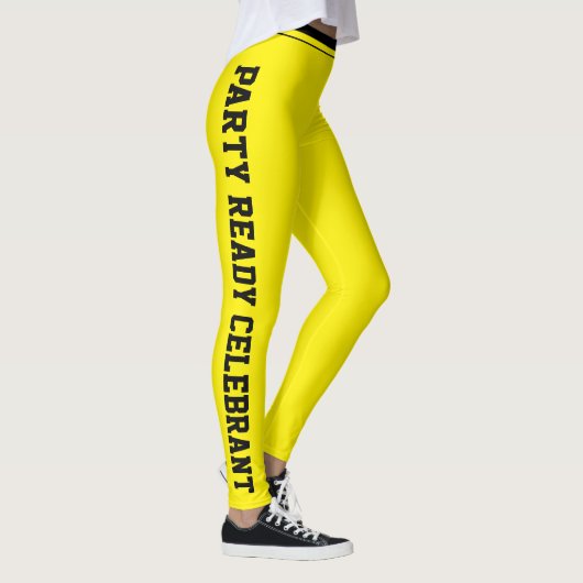 Aangepaste Verjaardagsfeest Viering Geel Zwart Mon Leggings (Rechts)