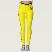 Aangepaste Verjaardagsfeest Viering Geel Zwart Mon Leggings (Voorkant)