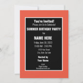 Aangepaste verjaardagsfeest zomer strandfeest kaart (Achterkant)
