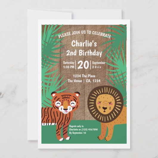 Aangepaste verjaardagsfeestje met cute tijger kaart (Voorkant)