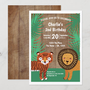 Aangepaste verjaardagsfeestje met cute tijger kaart