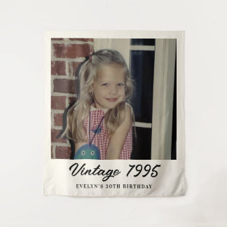Aangepaste verjaardagsfeestje met vintage foto wandkleed