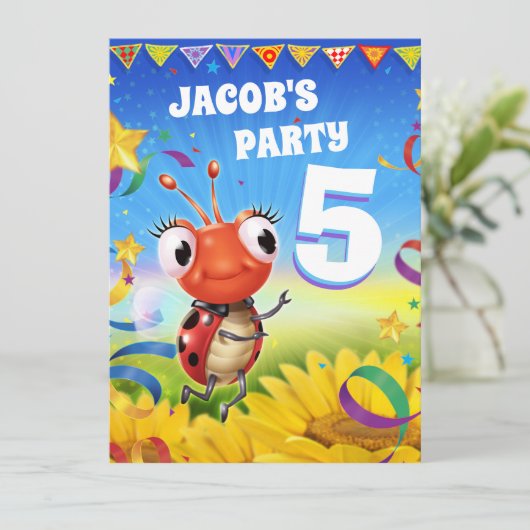 Aangepaste Verjaardagsfeestje nodig jongen 5yrs ou Kaart (Staand voorkant)