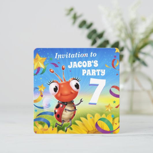 Aangepaste Verjaardagsfeestje nodig jongen 7yrs ou Kaart (Staand voorkant)