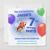 Aangepaste Verjaardagsfeestje nodig jongen 7yrs ou Kaart (Achterkant)