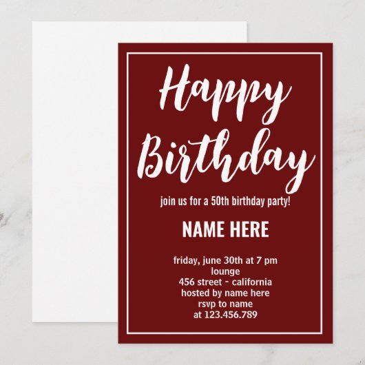 AANGEPASTE VERJAARDAGSFEESTJES KAART (Voorkant / Achterkant)