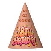 Aangepaste verjaardagsfeestkegel voor 18-jarigen feesthoedjes (Voorkant)