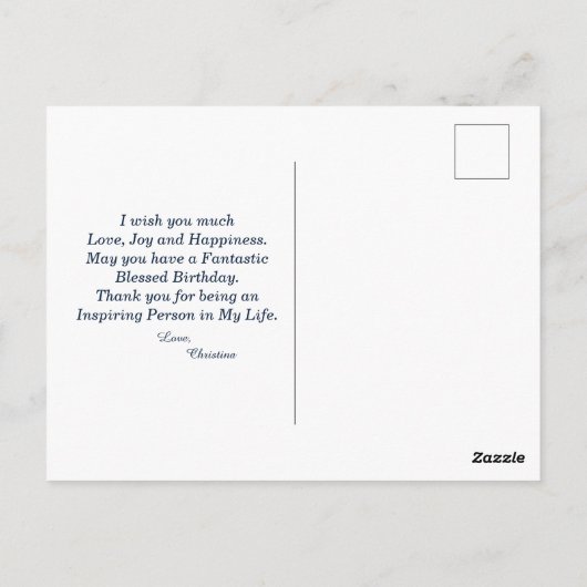 Aangepaste verjaardagsfoto briefkaart (Achterkant)