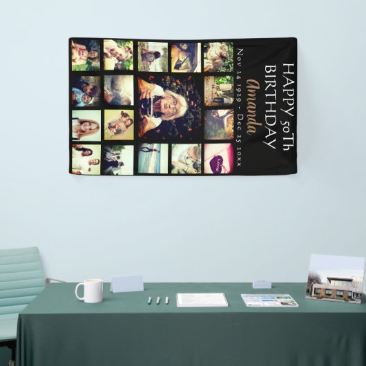 Aangepaste verjaardagsfotocollage banner (Beurs)
